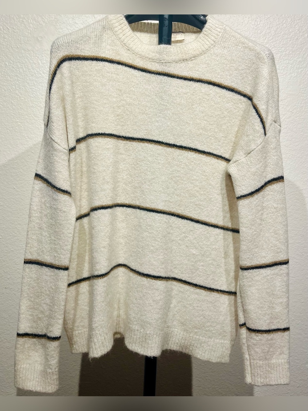 Mus & Bombon Striped Crewneck Sweater in Cream, Black & Brown Size: XS (Women’s)